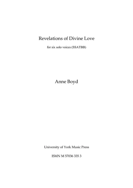 Boyd - Revelations Of Divine Love SSAtbb Soli