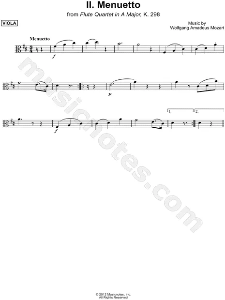 Flute Quartet in A Major, K. 298: II. Menuetto - Viola