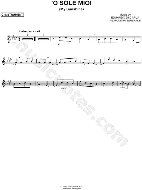 'O Sole Mio - C Instrument